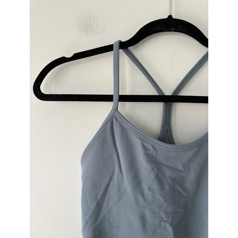 Lululemon Cropped Power Y Tank *Luon Blue Charcoal Size 2 Yoga Pilates Workout